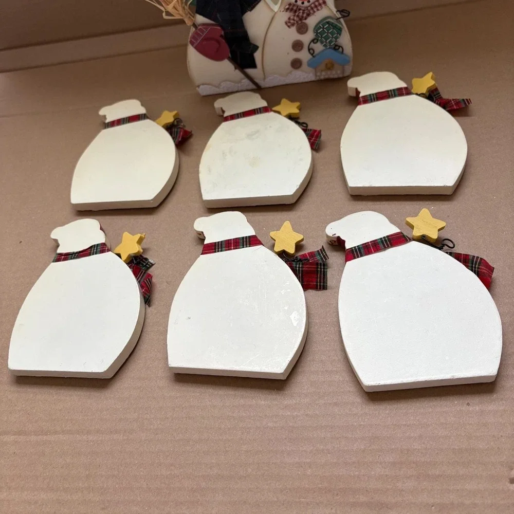 Snowman Family Holiday Coasters set of 6‎ and Container Handpainted Wooden